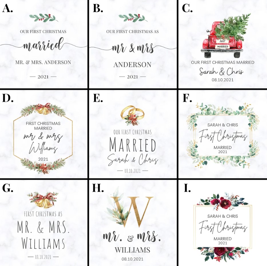 Personalized First Christmas Married Ornament Personalized Mr And Mrs 2021 Ornament Wedding Gift Keepsake Custom Married Christmas Ornament